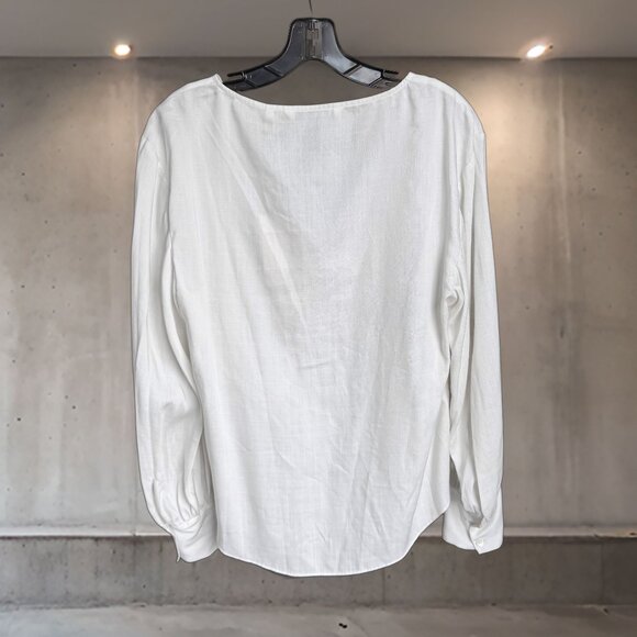 Rebecca Taylor Drawstring Long Sleeve Blouse | Snow White | Size 8 | 100% Tencel - Picture 2 of 6